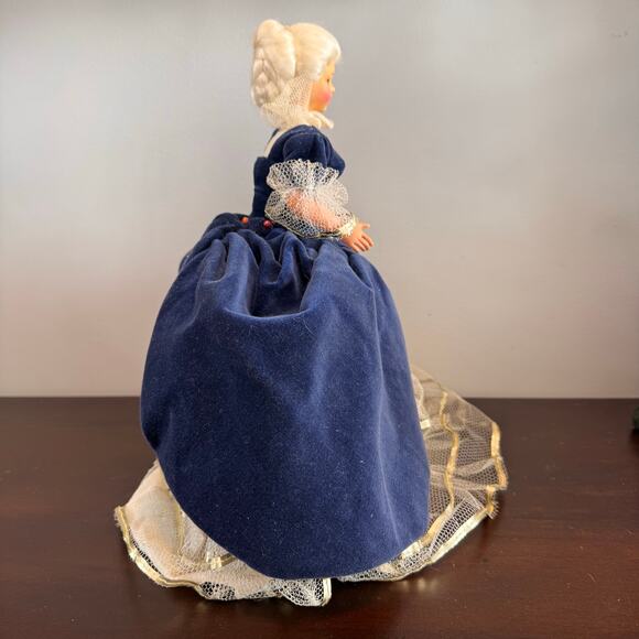 Antique Victorian Doll, Hand Painted Porcelain Face & Velvet Gown - Picture 7 of 10
